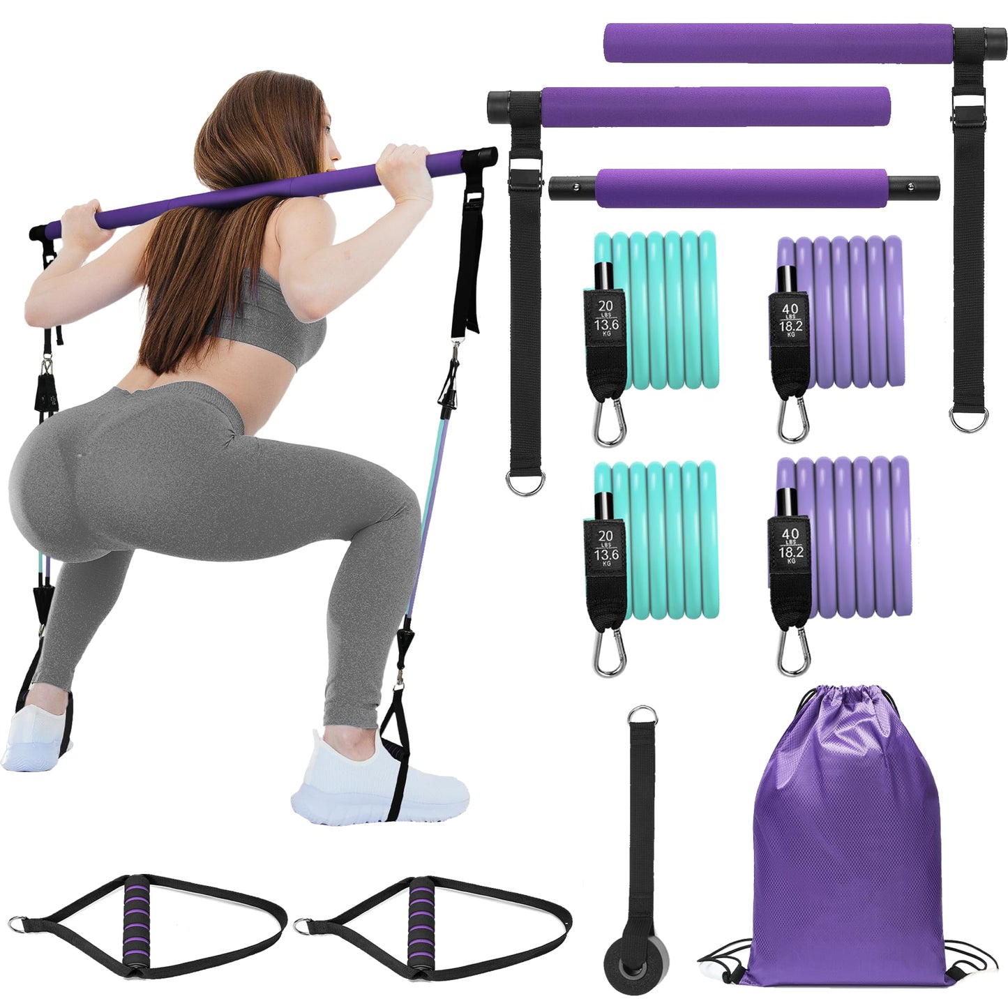 RYVORA Portable Pilates Bar | Full Body Resistance Training Kit