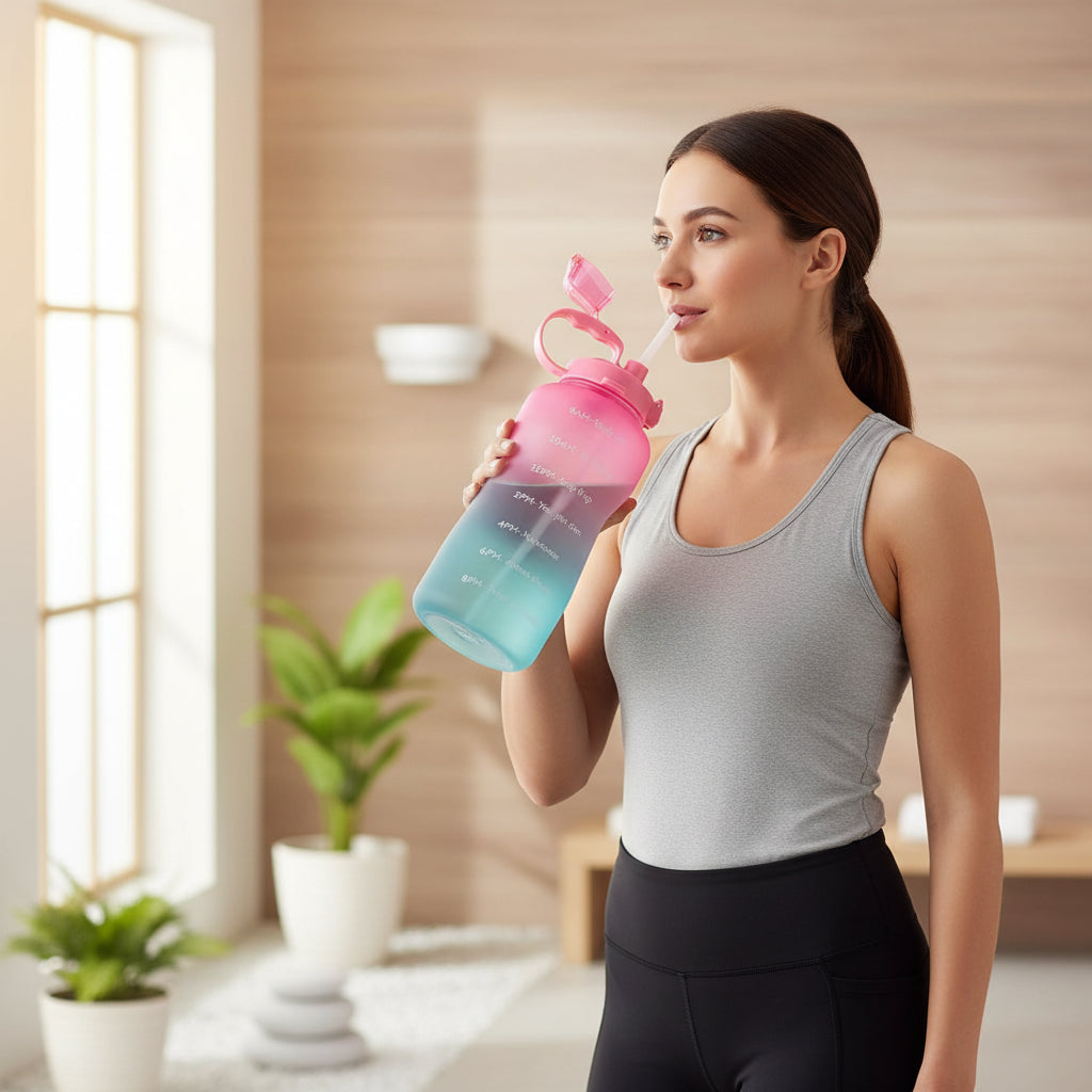 RYVORA 64 oz Motivational Water Bottle | Time Marker & Straw